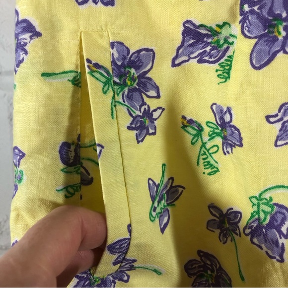 Lilly Pulitzer Linen Blend Floral Crop Pants Size 4 Yellow Purple - Picture 5 of 7